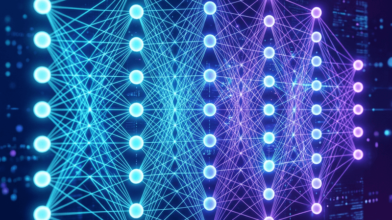 Neural network visualization with glowing nodes